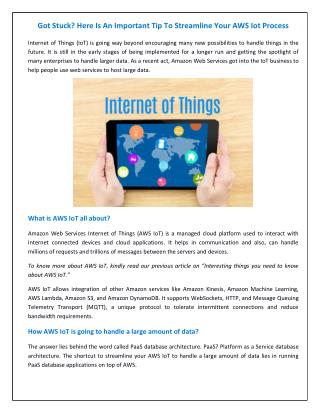 Got Stuck? Here Is An Important Tip To Streamline Your AWS Iot Process