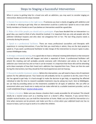 Steps to Staging a Successful Intervention