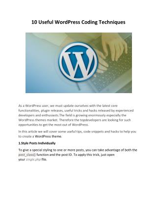 10 Useful WordPress Coding Techniques