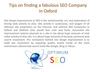 Tips on Finding A Fabulous SEO Company in Oxford