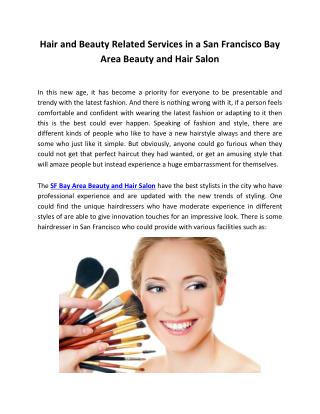 Hair and Beauty Related Services in a San Francisco Bay Area Beauty and Hair Salon