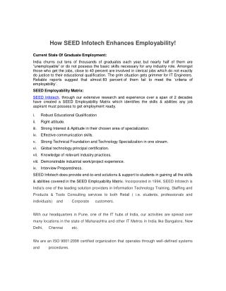 How SEED Infotech Enhances Employability!