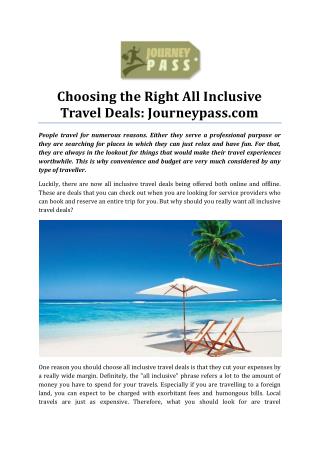 Choosing the Right All Inclusive Travel Deals: Journey Pass