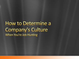 How To Determine A Company's Culture When You're Job Hunting