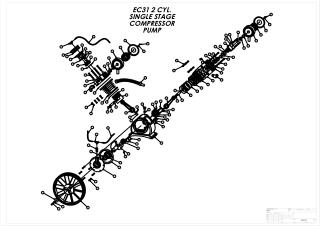 5HP 2 Cylinder Single Stage Compressor Pump - Parts List