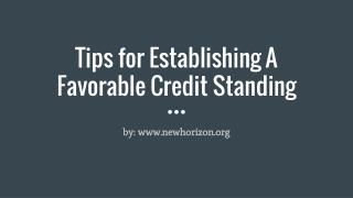 Tips for Establishing A Favorable Credit Standing