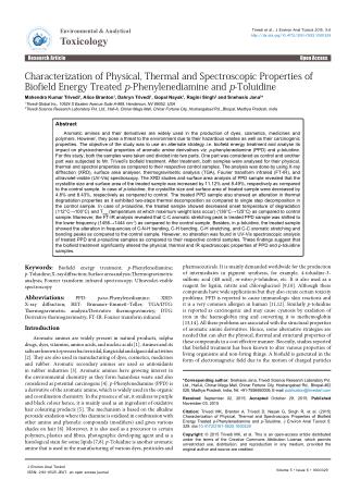 Characterization of Physical, Thermal and Spectroscopic Properties of Biofield Energy Treated p-Phenylenediamine and p-T