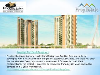 Prestige Fairfield Pre launch Price List | Best Apartments Size