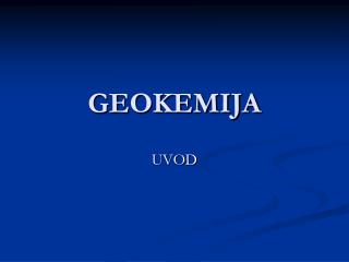 GEOKEMIJA