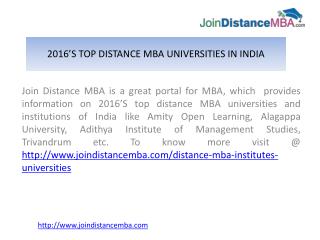 2016's Updated List of Top Distance MBA Universities in India