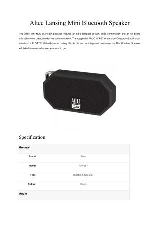 Altec Lansing IMW257 Mini H2O Bluetooth Speaker (Black)