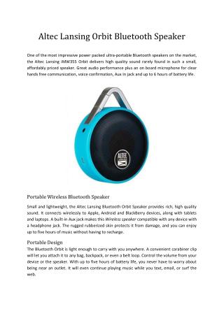 Altec Lansing IMW355 Orbit Bluetooth Speaker (Blue)