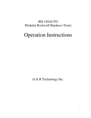 Operation Instructions of Rockwell Hardness Tester RH-150AUTO