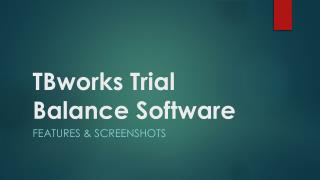 TBworks Trial Balance Software - Features & Screenshots