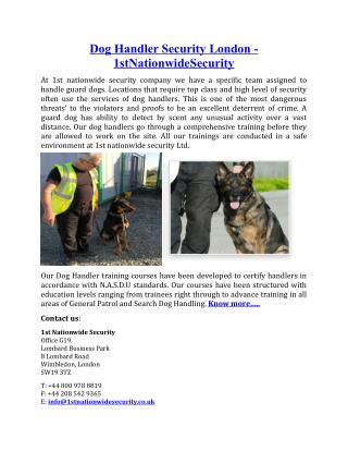 Dog Handler Security London