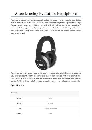 Altec Lansing MZX656 Evolution Headphone (Black)