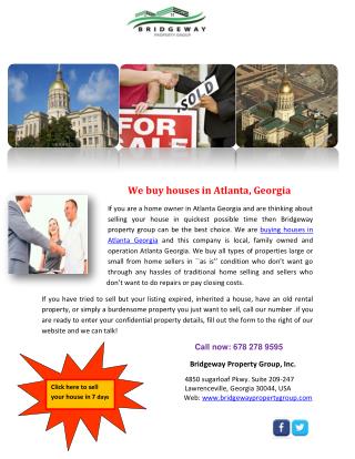 We buy houses in Atlanta, Georgia
