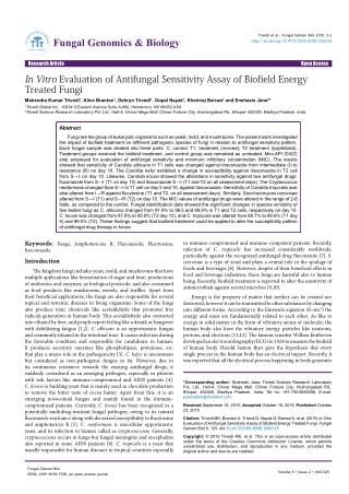 In Vitro Evaluation of Fungi for Antifungal Sensitivity