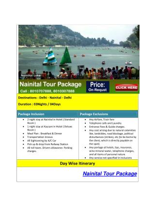 Nainital Tour Package