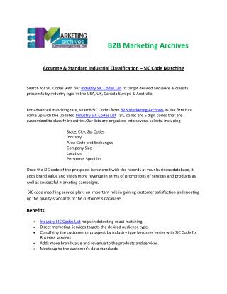 Accurate Industry SIC Codes List | B2B Marketing Archives
