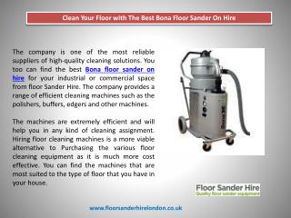 Clean Your Floor with The Best Bona Floor Sander On Hire