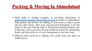 Packing & Moving In Ahmedabad