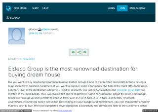 Eldeco Group is the most renowned destination for buying dream house