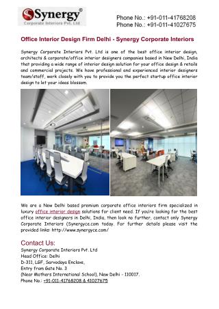 Office Interior Design Firm Delhi - Synergy Corporate Interiors