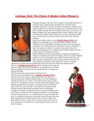 Lehenga Choli: The Choice A Modern Indian Women’s