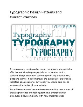 Typographic Design Patterns and Current Practices
