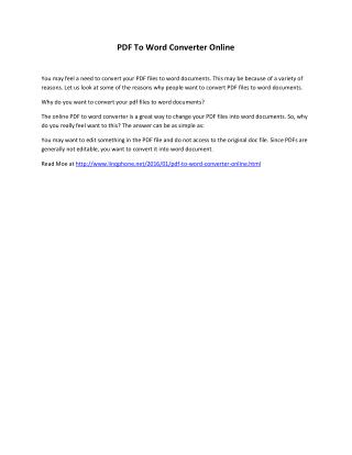 PDF To Word Converter Online