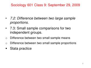 Sociology 601 Class 9: September 29, 2009