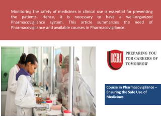 Clinical Research, Course In Pharmacovigilance