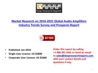 World Audio Amplifiers Market (US, Europe, China, Japan) 2016-2021 Forecasts