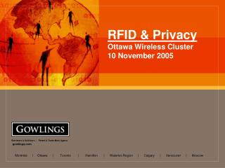 RFID & Privacy Ottawa Wireless Cluster 10 November 2005