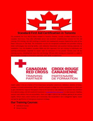 Standard First Aid Certification in Toronto
