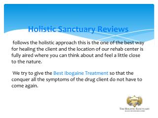 Holistic Sanctuary Reviews, Holistic drug rehab