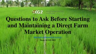 Questions to Ask Before Starting and Maintaining a Direct Farm Market Operation