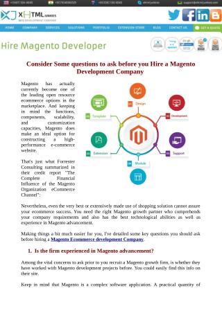 Consider Some questions to ask before you Hire a Magento Development Company