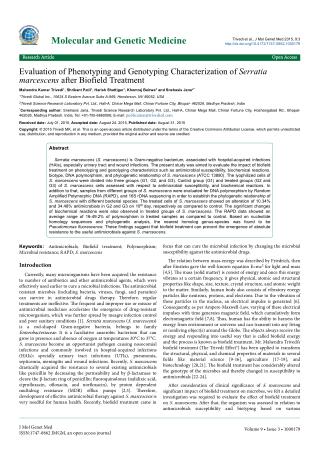 Evaluation of Phenotyping and Genotyping Characterization of Serratia marcescens after Biofield Treatment