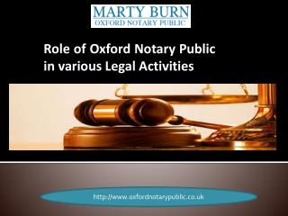 Role of Oxford Notary Public in various Legal Activities