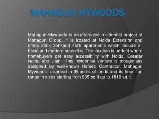 Mahagun Mywoods Affordable Residential Project Greater Noida West