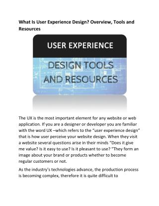 What Is User Experience Design? Overview, Tools and Resources