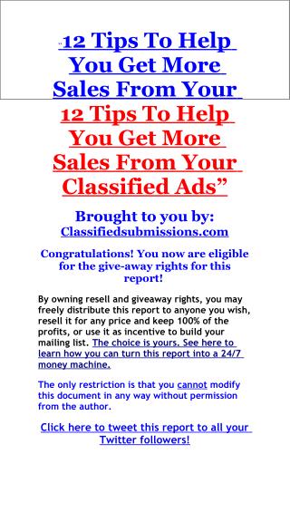 12 Ways To Get More Sales From Classified Ads