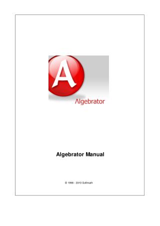 DoYourMath.com Algebrator Manual For Your Algebra Problem Solver