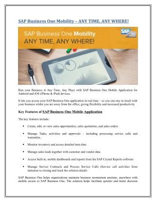 SAP Business One Mobility – ANY TIME, ANY WHERE!