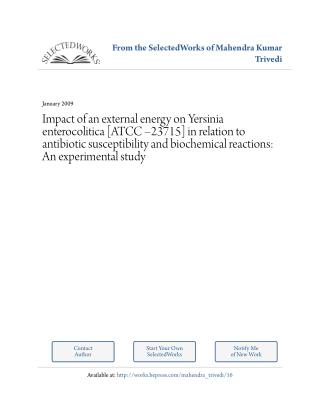 Biofield Treatment & Biochemical Characteristics of Yersinia Enterocolitica