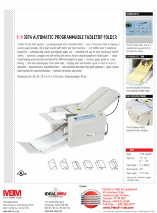 MBM 307A Automatic Programmable Tabletop Folder - Printfinish.com