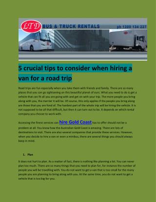 Mini Bus Rental Gold Coast