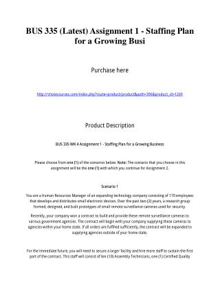 BUS 335 (Latest) Assignment 1 - Staffing Plan for a Growing Busi